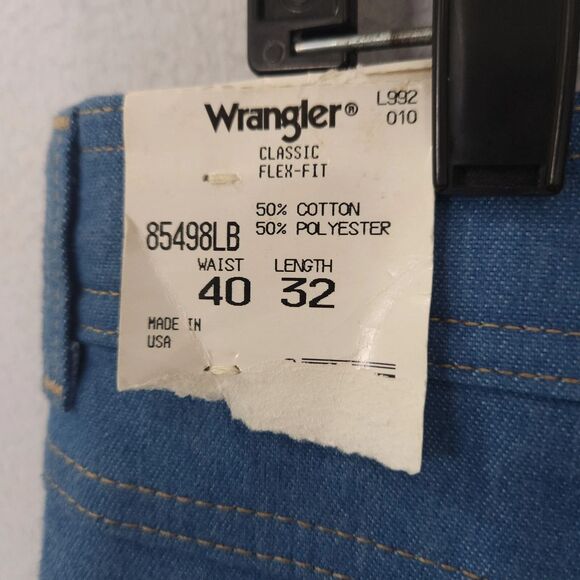 Vintage Wrangler Jeans Pants Mens 40x32 Flared Wide Leg Denim Blue Stretch USA - Picture 5 of 16